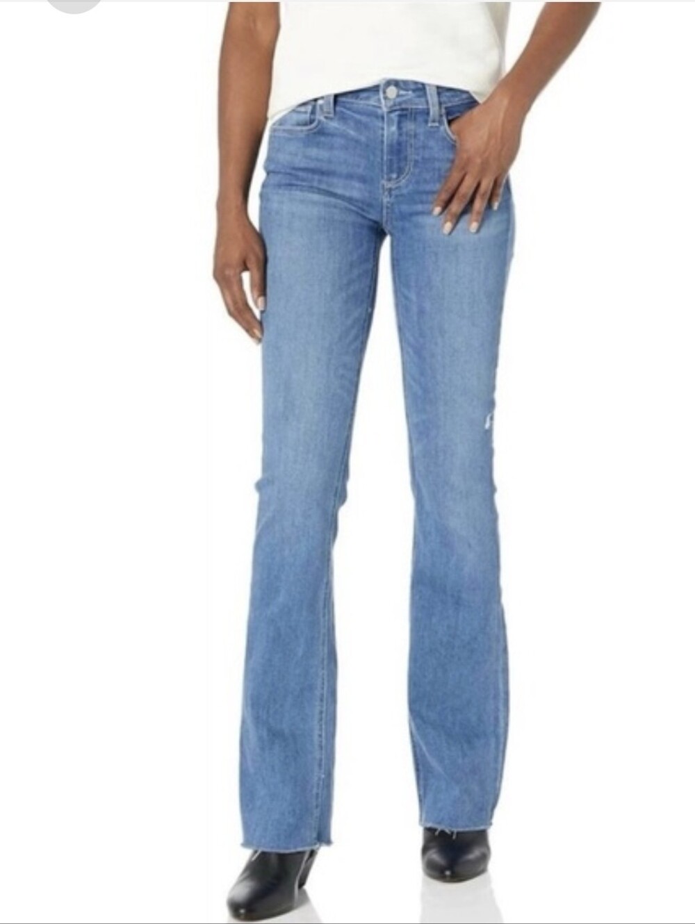 PAIGE Manhattan Light Blue Bootcut Jeans with Raw Hem Size 26